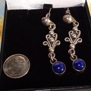 Lapis lazuli earrings, sterling silver. Vintage.